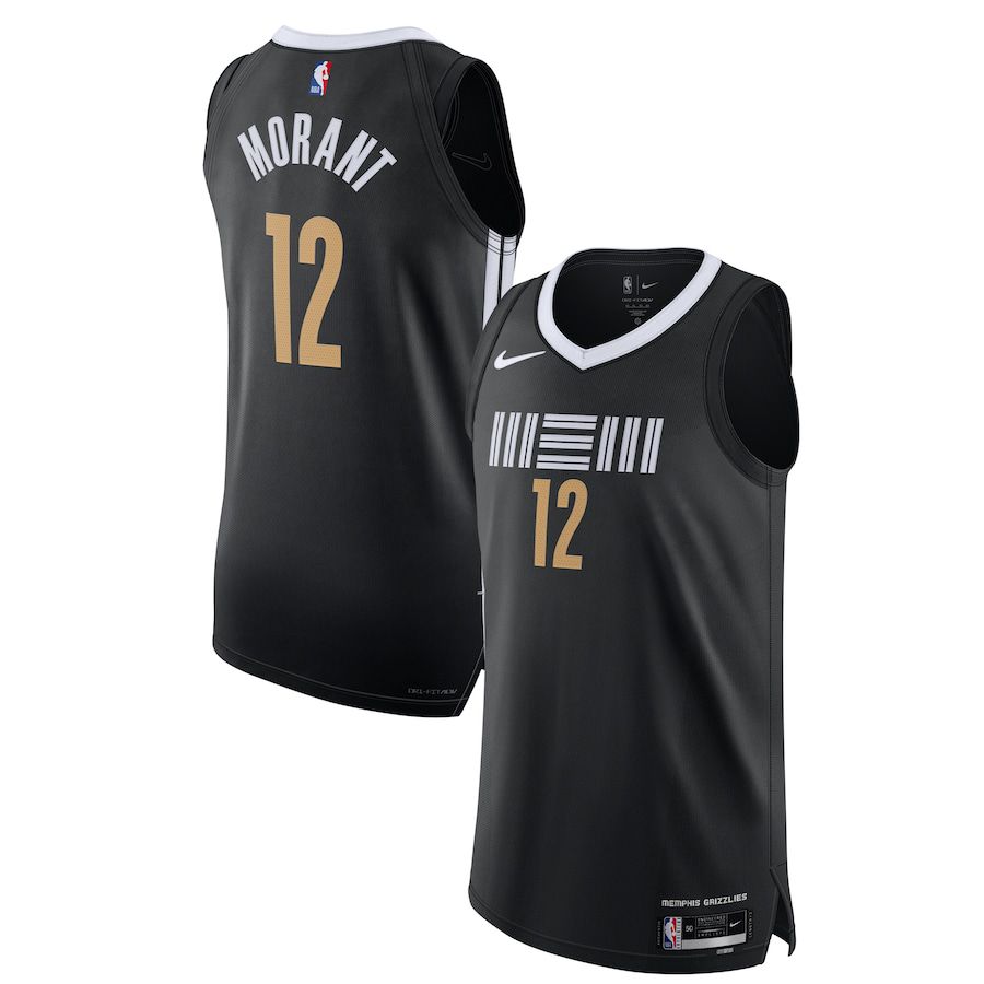 Men Memphis Grizzlies #12 Ja Morant Nike Black City Edition 2023-24 Authentic NBA Jersey